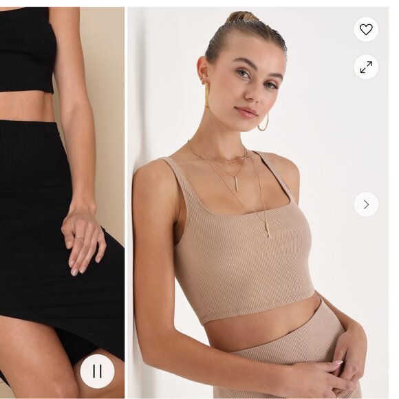 Tan Ribbed Bodycon Set - Picture 2 of 4